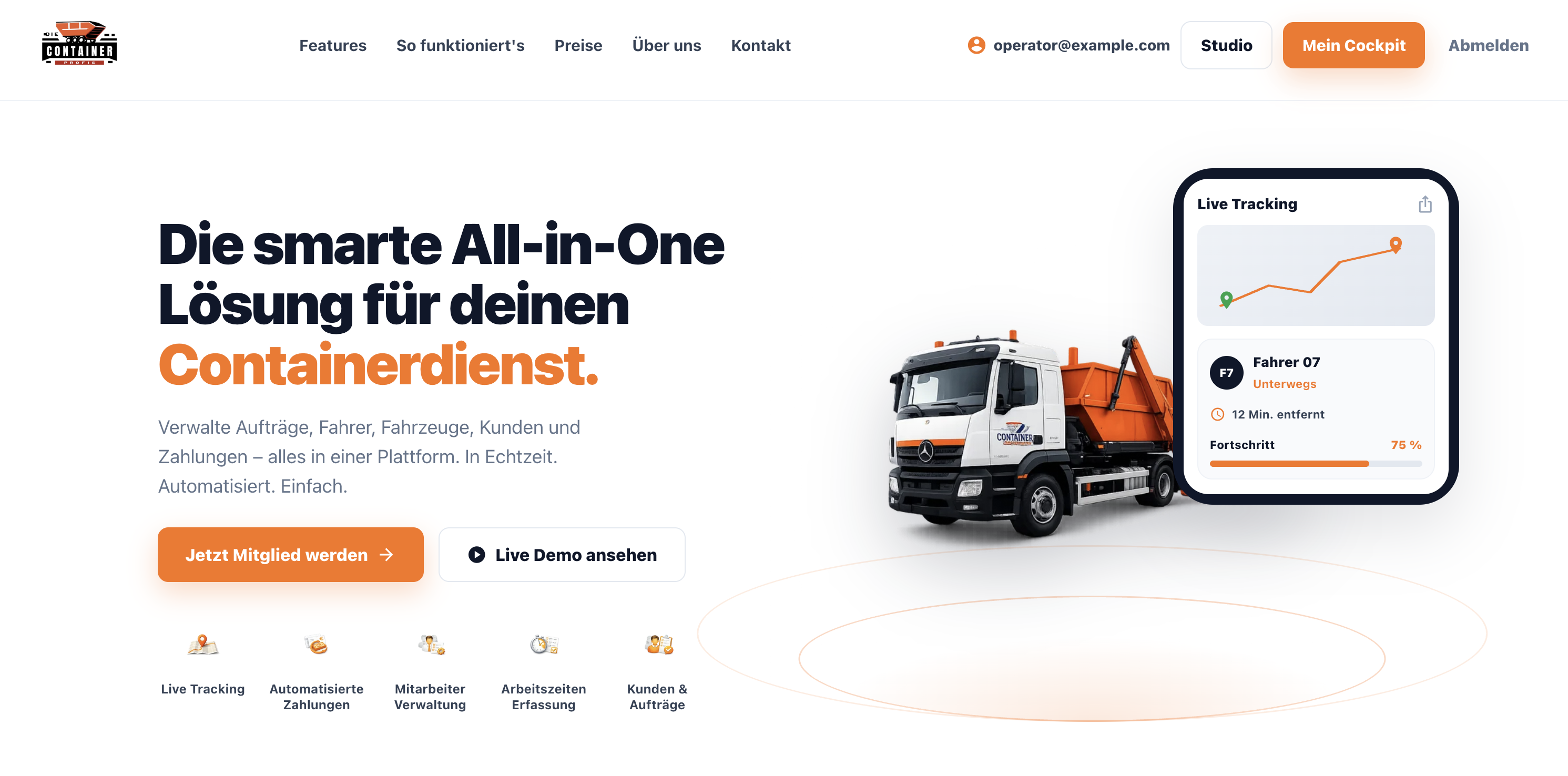 Containerprofis Plattform — Ansicht 1