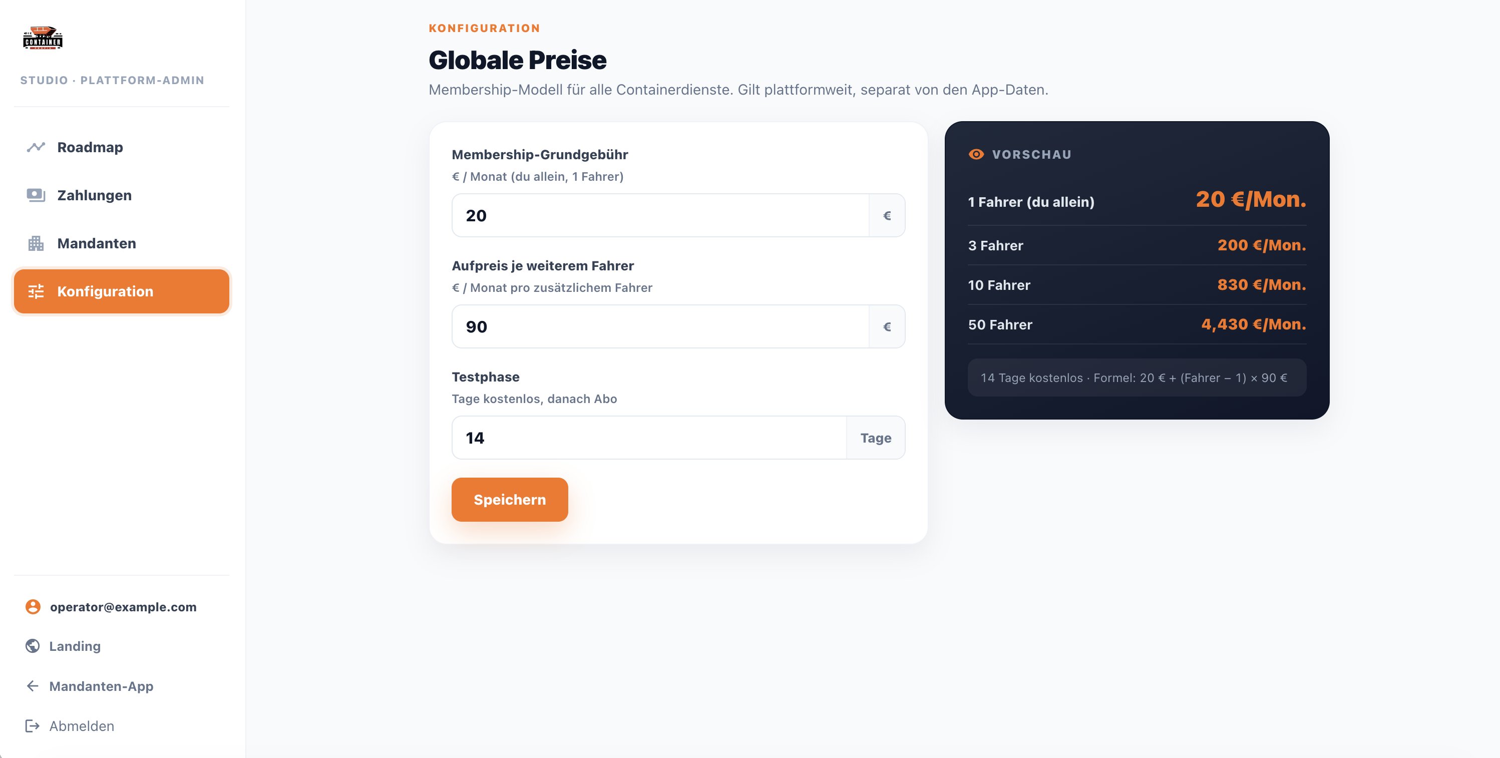 Containerprofis Plattform — Ansicht 3